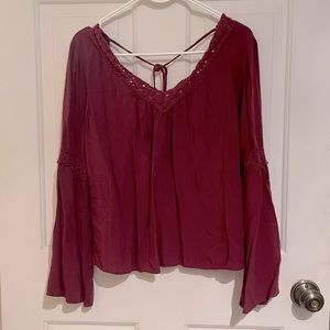 Red Long-sleeve Blouse